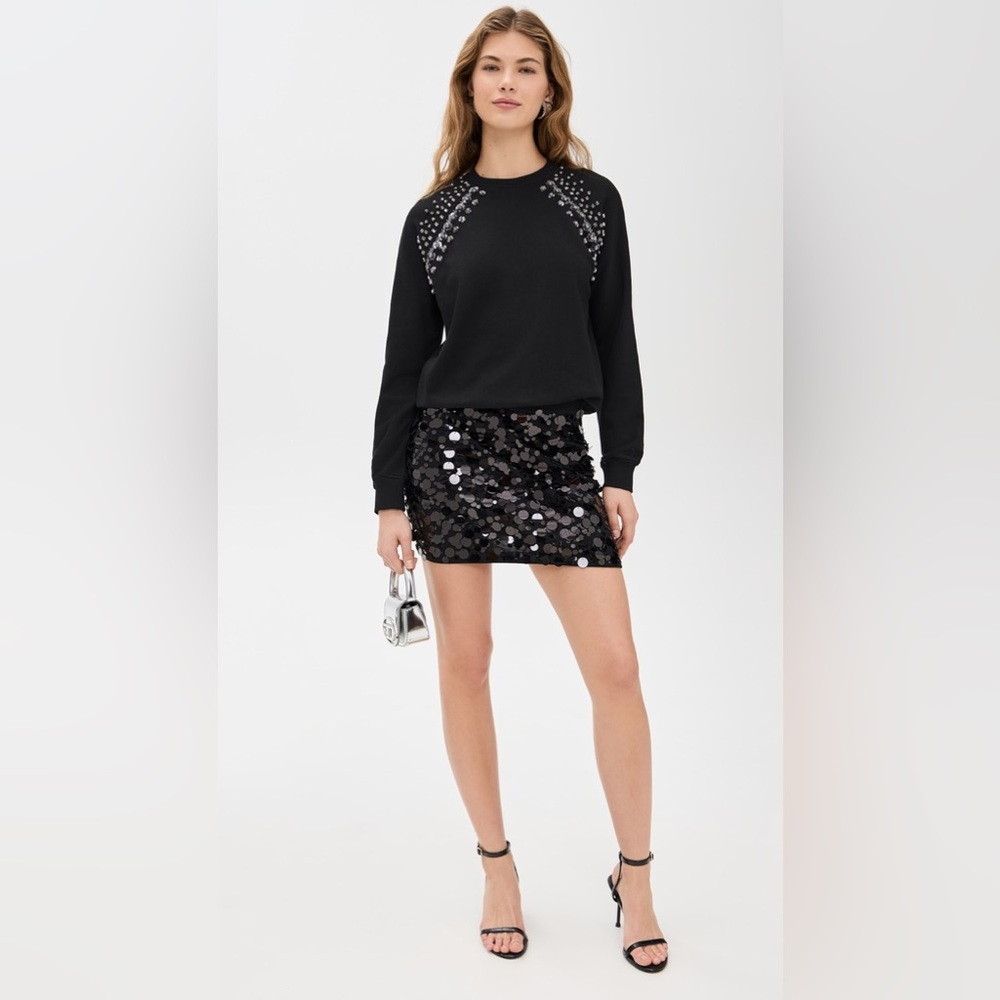 NWT Size M LE SUPERBE Black Sparkle Crewneck top $365 MSRP